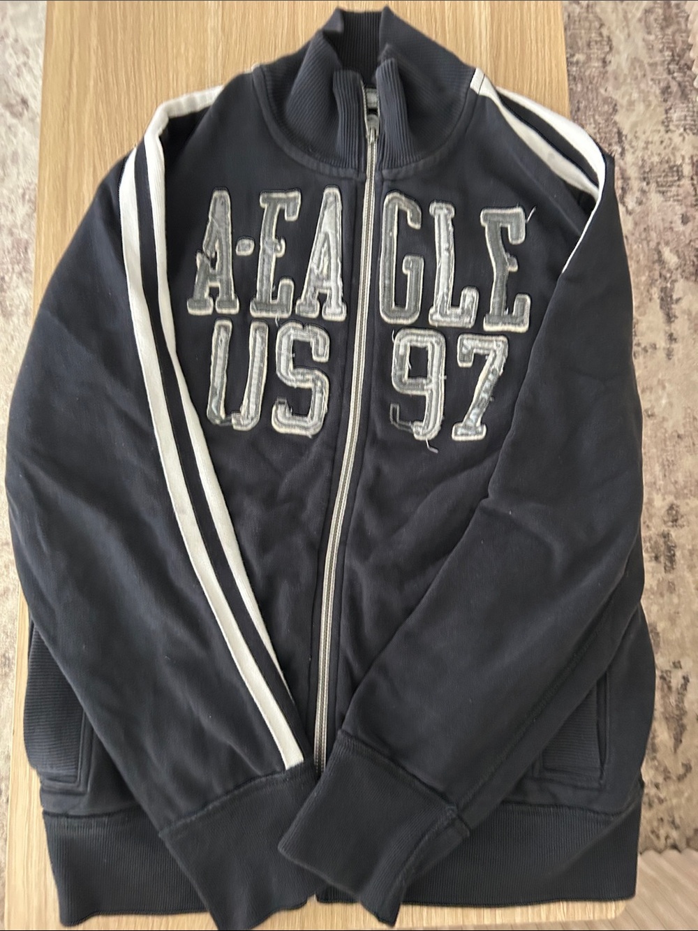 American Eagle Mens Navy & white full zip sweatshirt